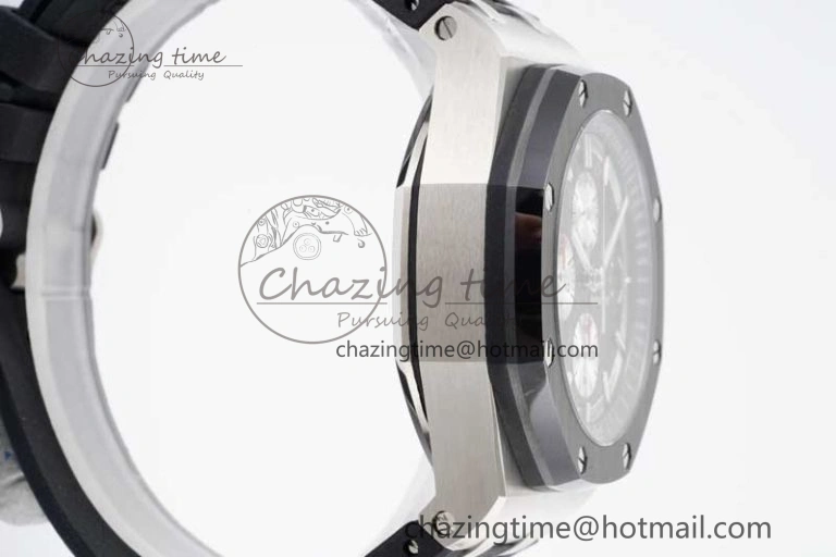 Royal Oak Offshore 44mm SS Ceramic Bezel JJF 1:1 Best Edition Black White Dial on Rubber Strap A3126 V Classic 4657
