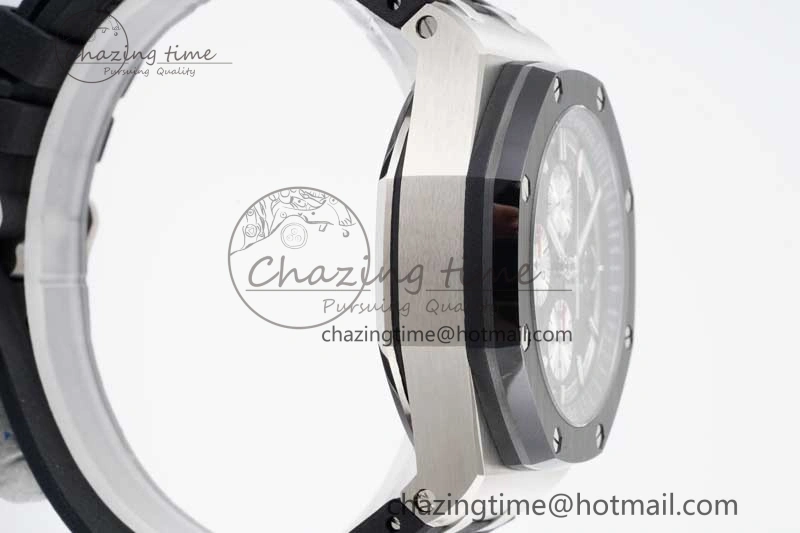 Royal Oak Offshore 44mm SS Ceramic Bezel JJF 1:1 Best Edition Black White Dial on Rubber Strap A3126 V Classic 4657