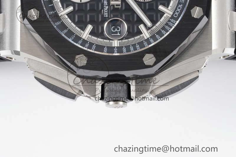 Royal Oak Offshore 44mm SS Ceramic Bezel JJF 1:1 Best Edition Black White Dial on Rubber Strap A3126 V Classic 4657