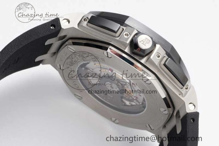Royal Oak Offshore 44mm SS Ceramic Bezel JJF 1:1 Best Edition Black White Dial on Rubber Strap A3126 V Classic 4657