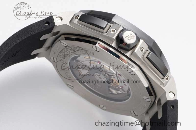 Royal Oak Offshore 44mm SS Ceramic Bezel JJF 1:1 Best Edition Black White Dial on Rubber Strap A3126 V Classic 4657