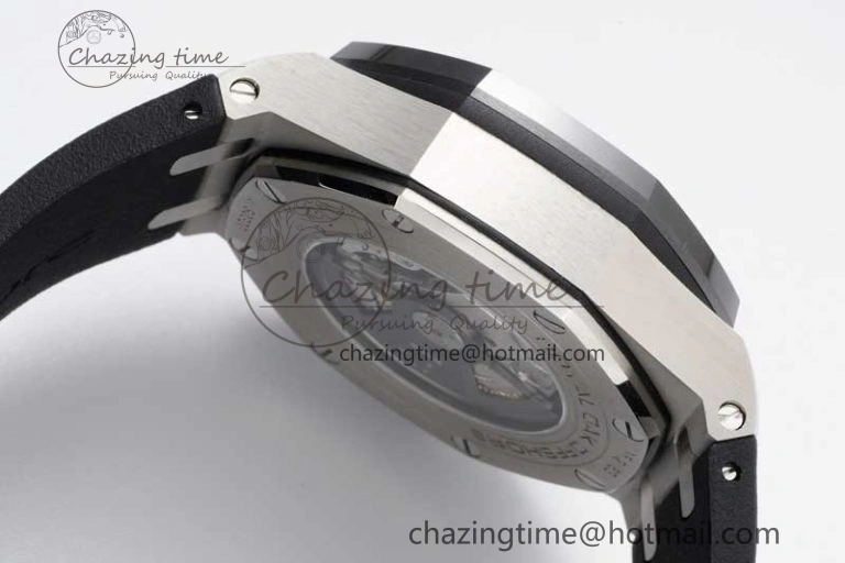 Royal Oak Offshore 44mm SS Ceramic Bezel JJF 1:1 Best Edition Black White Dial on Rubber Strap A3126 V Classic 4657
