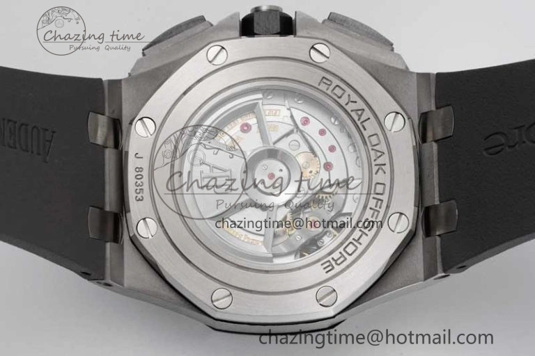 MoistureWicking Royal Oak Offshore 44mm SS Ceramic Bezel JJF 1:1 Best Edition Gray Dial on Rubber Strap A3126 V 4656