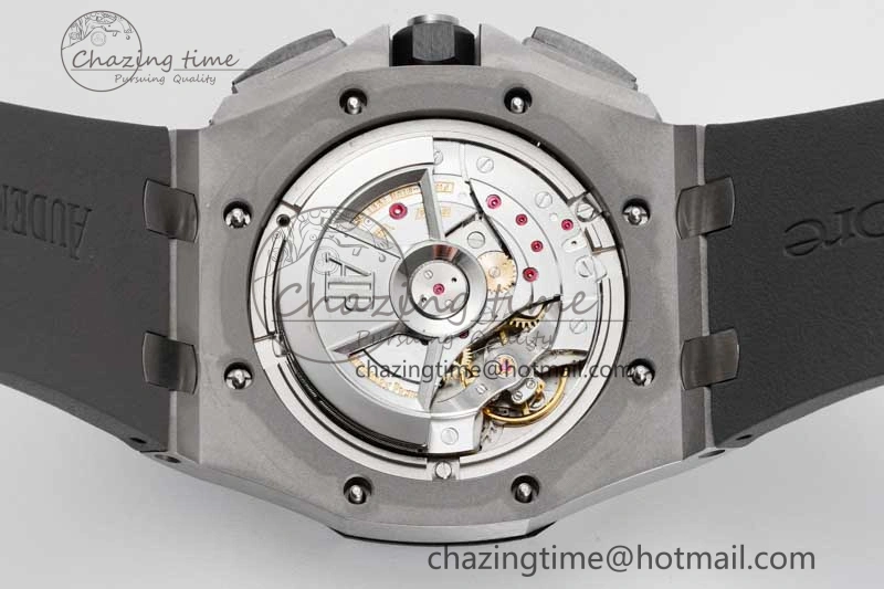 MoistureWicking Royal Oak Offshore 44mm SS Ceramic Bezel JJF 1:1 Best Edition Gray Dial on Rubber Strap A3126 V 4656