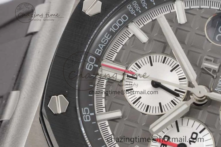 MoistureWicking Royal Oak Offshore 44mm SS Ceramic Bezel JJF 1:1 Best Edition Gray Dial on Rubber Strap A3126 V 4656