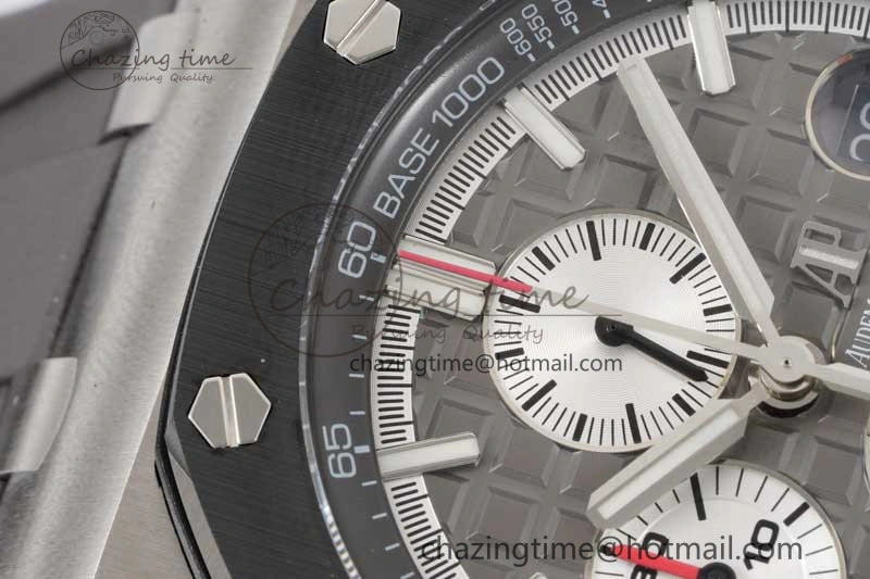 MoistureWicking Royal Oak Offshore 44mm SS Ceramic Bezel JJF 1:1 Best Edition Gray Dial on Rubber Strap A3126 V 4656