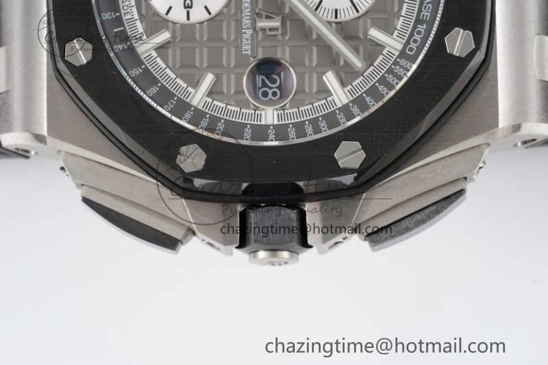 MoistureWicking Royal Oak Offshore 44mm SS Ceramic Bezel JJF 1:1 Best Edition Gray Dial on Rubber Strap A3126 V 4656