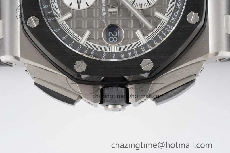 MoistureWicking Royal Oak Offshore 44mm SS Ceramic Bezel JJF 1:1 Best Edition Gray Dial on Rubber Strap A3126 V 4656