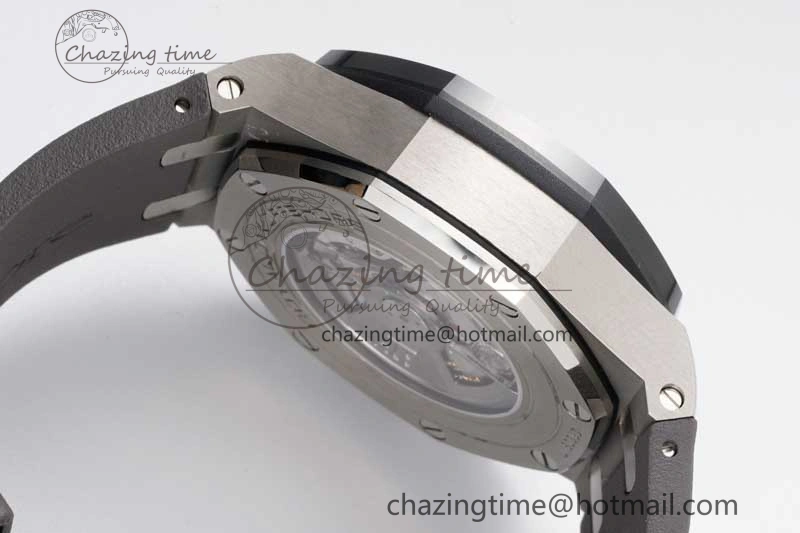 MoistureWicking Royal Oak Offshore 44mm SS Ceramic Bezel JJF 1:1 Best Edition Gray Dial on Rubber Strap A3126 V 4656