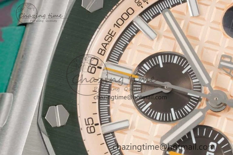 Royal Oak Offshore 44mm SS Green Ceramic Bezel JJF 1:1 Best Edition Cream Dial on Rubber Strap A3126 V AllSeason 4653