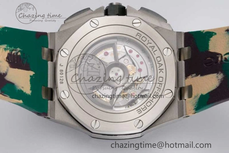 Royal Oak Offshore 44mm SS Green Ceramic Bezel JJF 1:1 Best Edition Cream Dial on Rubber Strap A3126 V AllSeason 4653