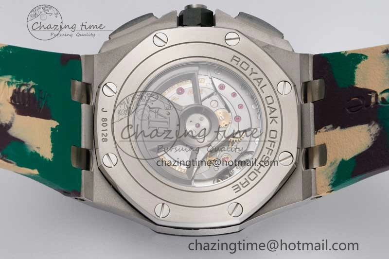 Royal Oak Offshore 44mm SS Green Ceramic Bezel JJF 1:1 Best Edition Cream Dial on Rubber Strap A3126 V AllSeason 4653