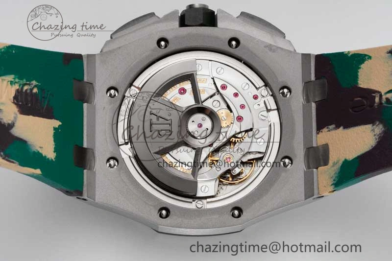 Royal Oak Offshore 44mm SS Green Ceramic Bezel JJF 1:1 Best Edition Cream Dial on Rubber Strap A3126 V AllSeason 4653
