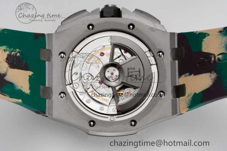 Royal Oak Offshore 44mm SS Green Ceramic Bezel JJF 1:1 Best Edition Cream Dial on Rubber Strap A3126 V AllSeason 4653