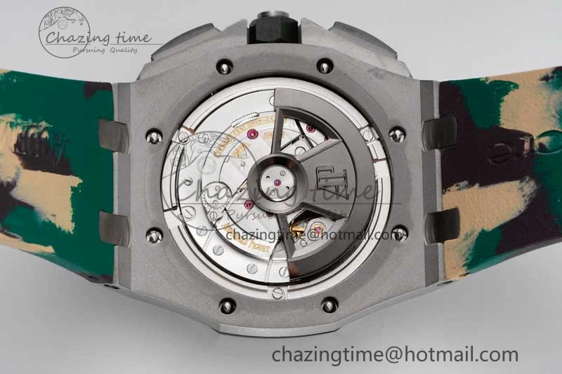 Royal Oak Offshore 44mm SS Green Ceramic Bezel JJF 1:1 Best Edition Cream Dial on Rubber Strap A3126 V AllSeason 4653