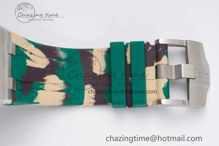 Royal Oak Offshore 44mm SS Green Ceramic Bezel JJF 1:1 Best Edition Cream Dial on Rubber Strap A3126 V AllSeason 4653