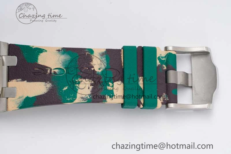 Royal Oak Offshore 44mm SS Green Ceramic Bezel JJF 1:1 Best Edition Cream Dial on Rubber Strap A3126 V AllSeason 4653