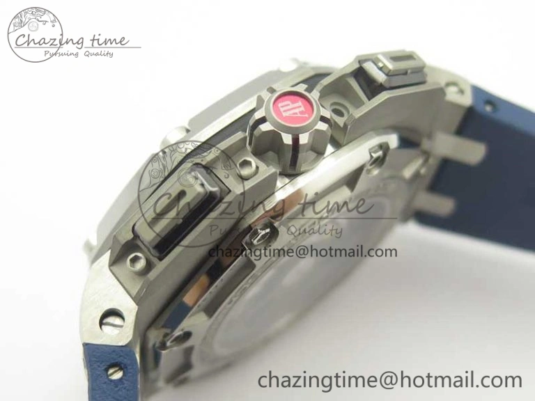 Royal Oak Offshore 44mm SS Michael Schumacher Blue Dial 1:1 JF Best Edition A3126 (FREE XS Strap) V2 w  Cyclops Minimalist 4915