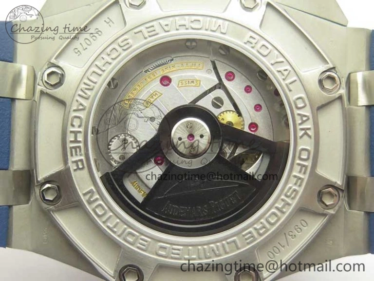 Royal Oak Offshore 44mm SS Michael Schumacher Blue Dial 1:1 JF Best Edition A3126 (FREE XS Strap) V2 w  Cyclops Minimalist 4915