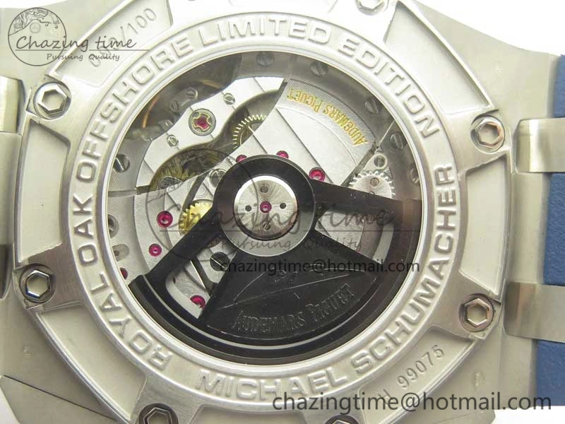 Royal Oak Offshore 44mm SS Michael Schumacher Blue Dial 1:1 JF Best Edition A3126 (FREE XS Strap) V2 w  Cyclops Minimalist 4915