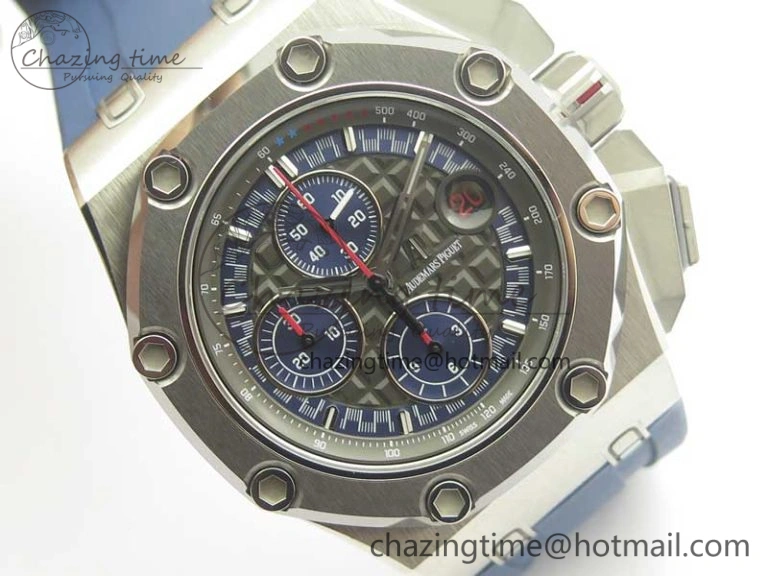 Royal Oak Offshore 44mm SS Michael Schumacher Blue Dial 1:1 JF Best Edition A3126 (FREE XS Strap) V2 w  Cyclops Minimalist 4915