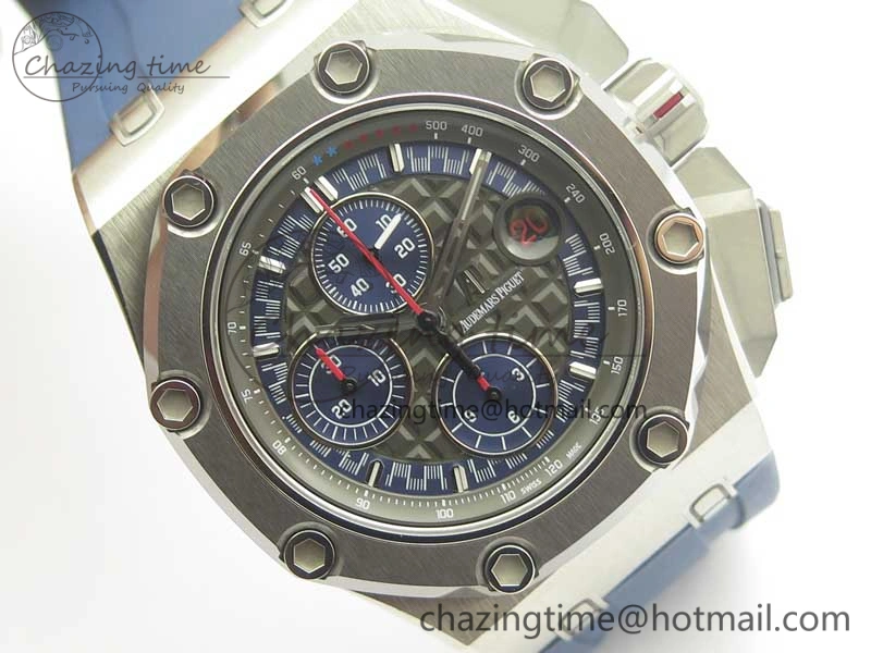Royal Oak Offshore 44mm SS Michael Schumacher Blue Dial 1:1 JF Best Edition A3126 (FREE XS Strap) V2 w  Cyclops Minimalist 4915