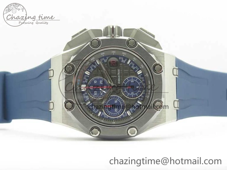 Royal Oak Offshore 44mm SS Michael Schumacher Blue Dial 1:1 JF Best Edition A3126 (FREE XS Strap) V2 w  Cyclops Minimalist 4915