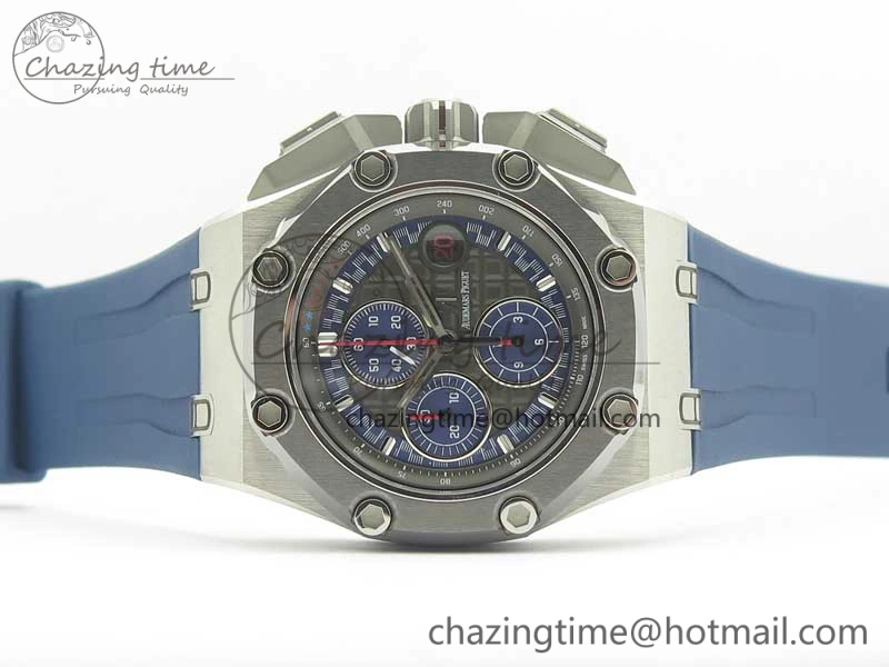 Royal Oak Offshore 44mm SS Michael Schumacher Blue Dial 1:1 JF Best Edition A3126 (FREE XS Strap) V2 w  Cyclops Minimalist 4915