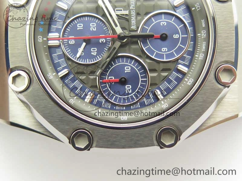 Royal Oak Offshore 44mm SS Michael Schumacher Blue Dial 1:1 JF Best Edition A3126 (FREE XS Strap) V2 w  Cyclops Minimalist 4915