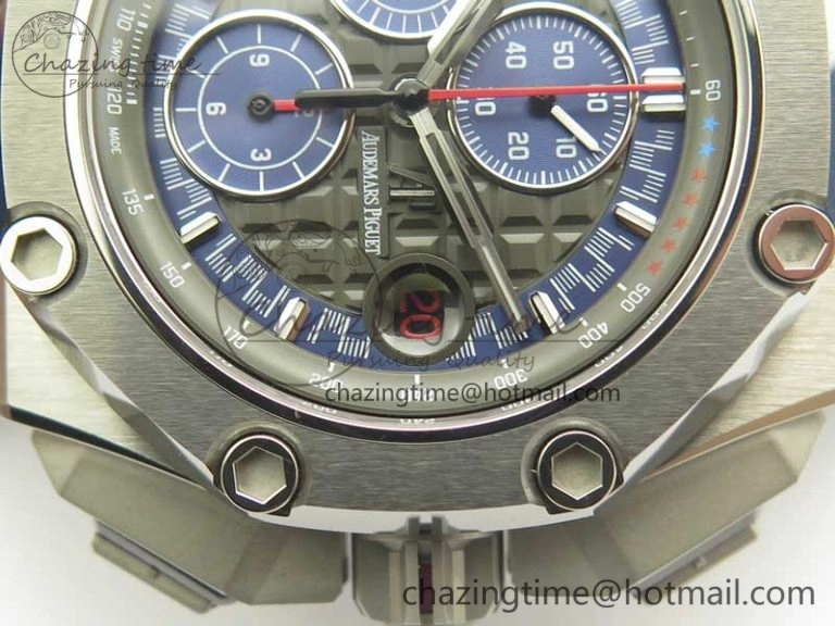 Royal Oak Offshore 44mm SS Michael Schumacher Blue Dial 1:1 JF Best Edition A3126 (FREE XS Strap) V2 w  Cyclops Minimalist 4915