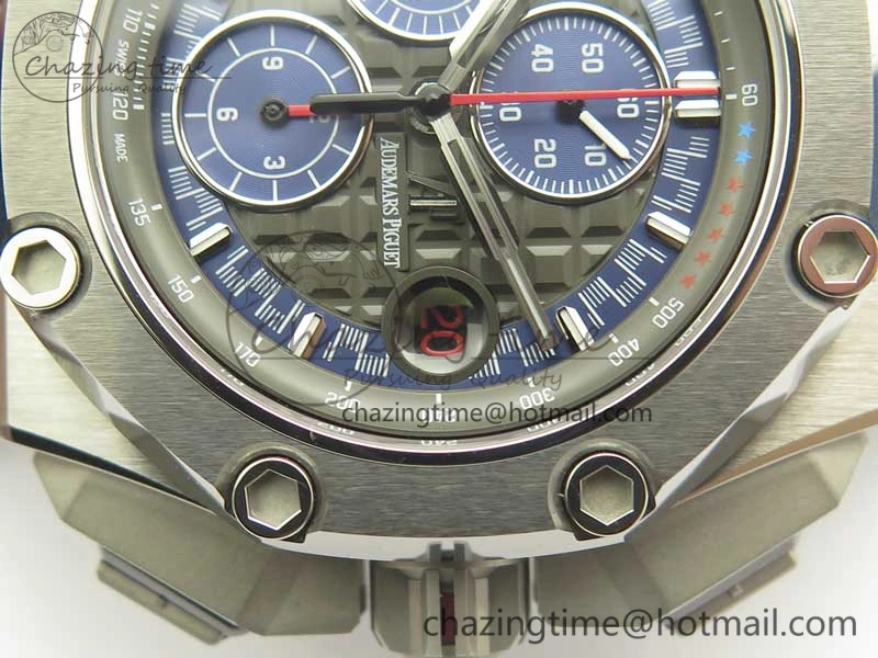 Royal Oak Offshore 44mm SS Michael Schumacher Blue Dial 1:1 JF Best Edition A3126 (FREE XS Strap) V2 w  Cyclops Minimalist 4915