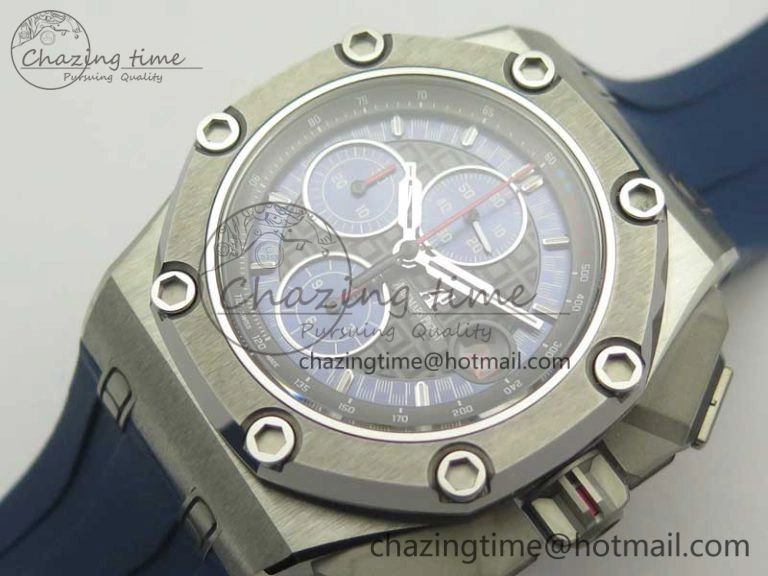 Royal Oak Offshore 44mm SS Michael Schumacher Blue Dial 1:1 JF Best Edition A3126 (FREE XS Strap) V2 w  Cyclops Minimalist 4915