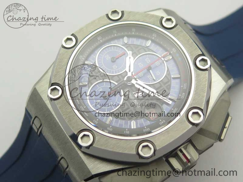 Royal Oak Offshore 44mm SS Michael Schumacher Blue Dial 1:1 JF Best Edition A3126 (FREE XS Strap) V2 w  Cyclops Minimalist 4915