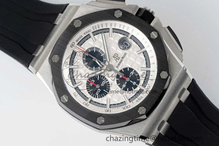 Sophisticated Royal Oak Offshore 44mm SS RSF 1:1 Best Edition White Dial on Black Rubber Strap A 4757