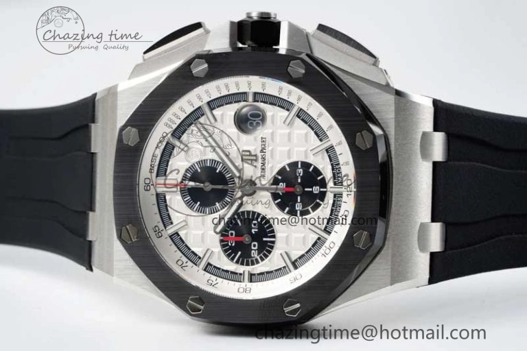 Sophisticated Royal Oak Offshore 44mm SS RSF 1:1 Best Edition White Dial on Black Rubber Strap A 4757