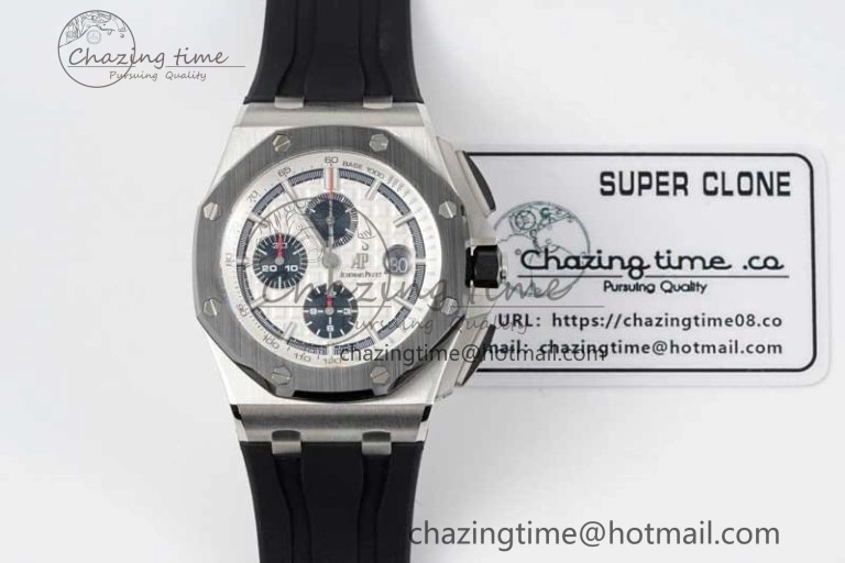 Sophisticated Royal Oak Offshore 44mm SS RSF 1:1 Best Edition White Dial on Black Rubber Strap A 4757