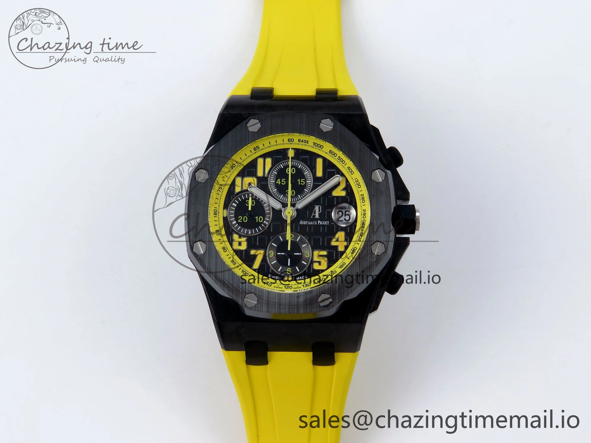 Royal Oak Offshore 44mm SS TKF 1:1 Best Edition Black Yellow Dial on Yellow Rubber Strap A SunProtective 4318