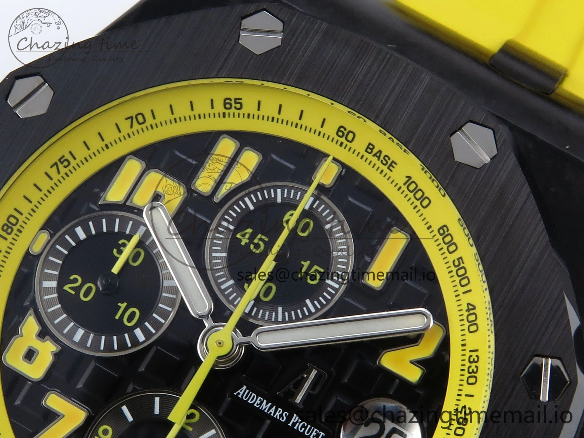 Royal Oak Offshore 44mm SS TKF 1:1 Best Edition Black Yellow Dial on Yellow Rubber Strap A SunProtective 4318