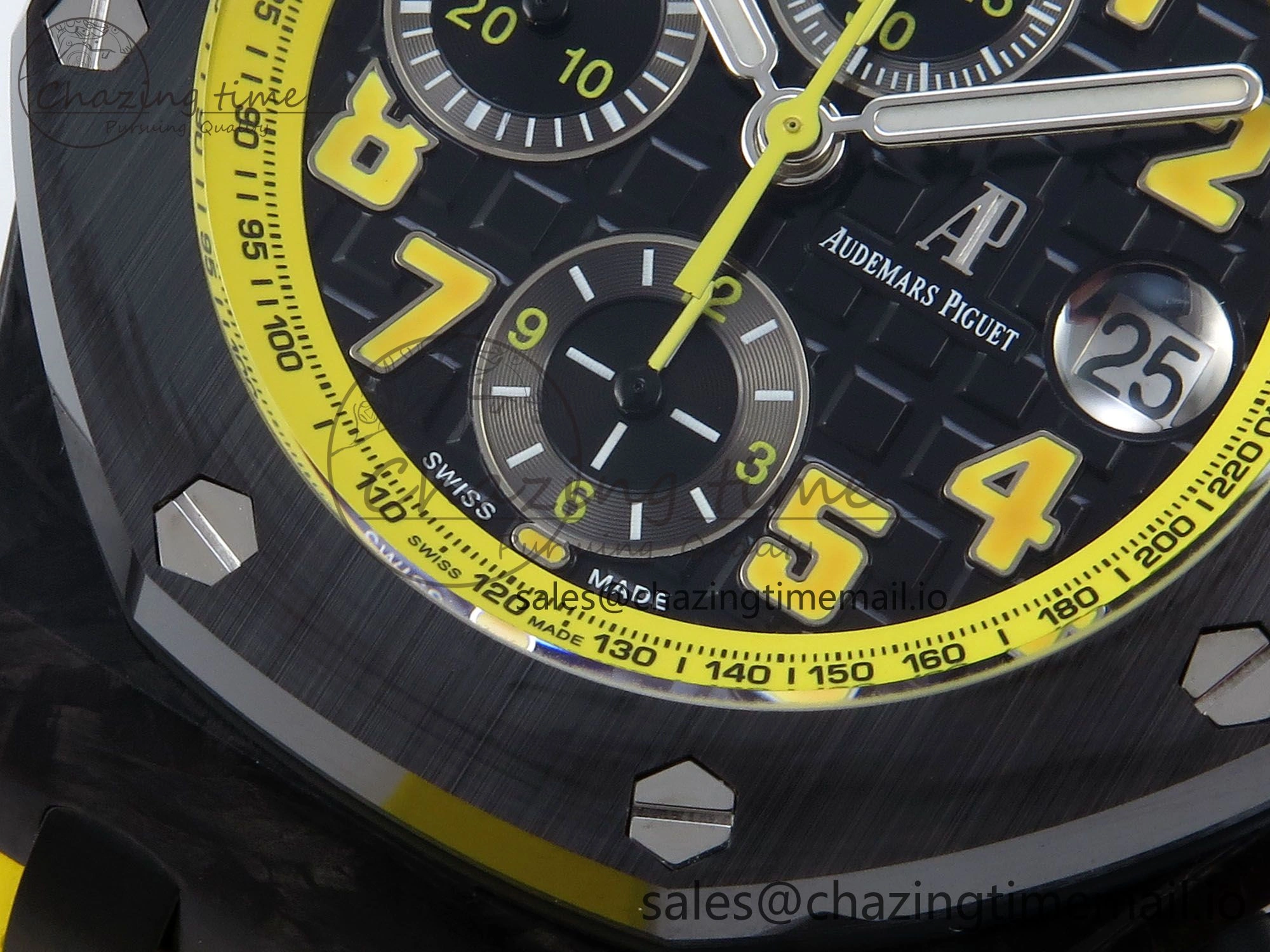 Royal Oak Offshore 44mm SS TKF 1:1 Best Edition Black Yellow Dial on Yellow Rubber Strap A SunProtective 4318