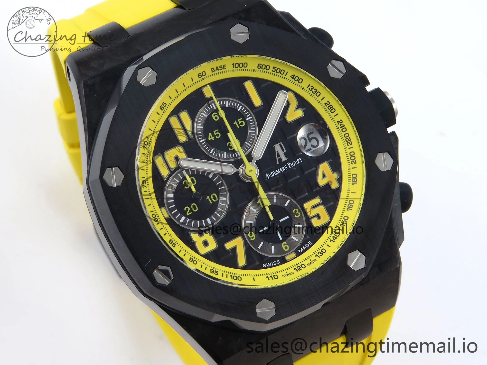 Royal Oak Offshore 44mm SS TKF 1:1 Best Edition Black Yellow Dial on Yellow Rubber Strap A SunProtective 4318