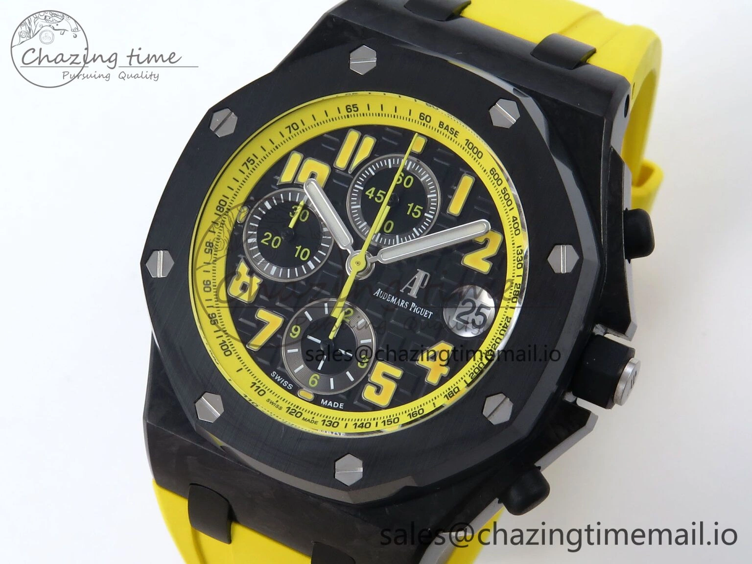 Royal Oak Offshore 44mm SS TKF 1:1 Best Edition Black Yellow Dial on Yellow Rubber Strap A SunProtective 4318