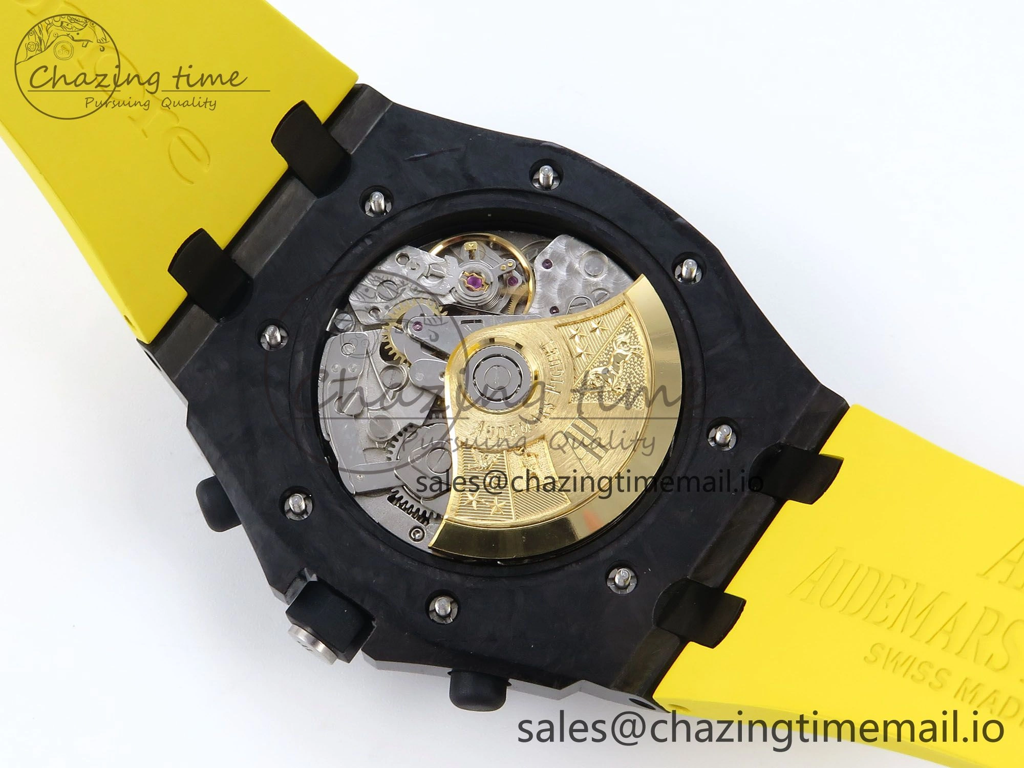 Royal Oak Offshore 44mm SS TKF 1:1 Best Edition Black Yellow Dial on Yellow Rubber Strap A SunProtective 4318