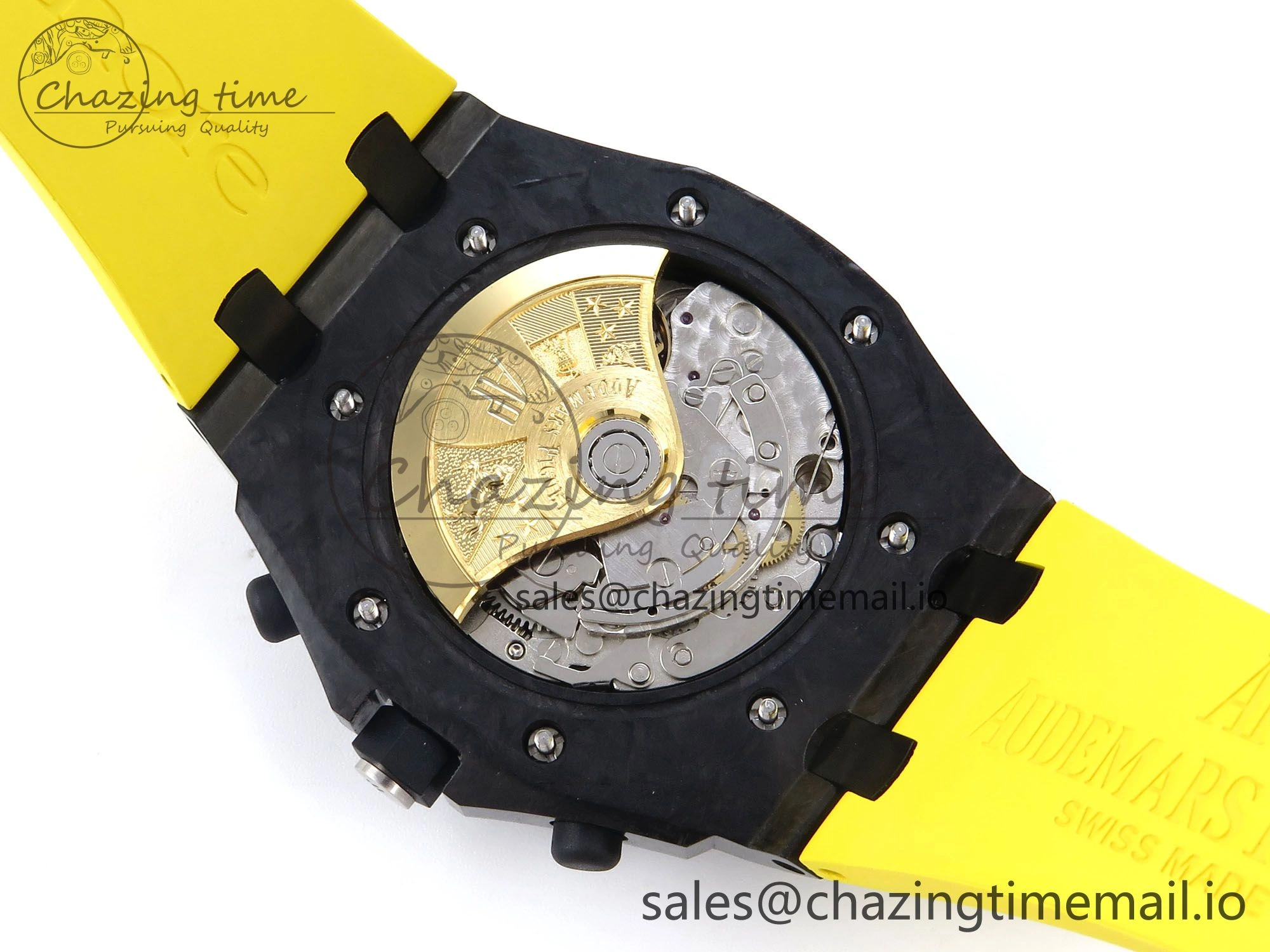 Royal Oak Offshore 44mm SS TKF 1:1 Best Edition Black Yellow Dial on Yellow Rubber Strap A SunProtective 4318