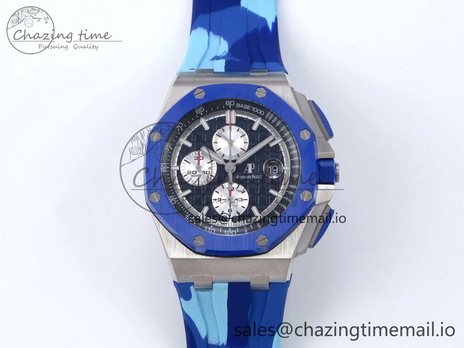 Royal Oak Offshore 44mm SS TKF 1:1 Best Edition Blue Dial on Blue Camou Rubber Strap A Cozy 4362