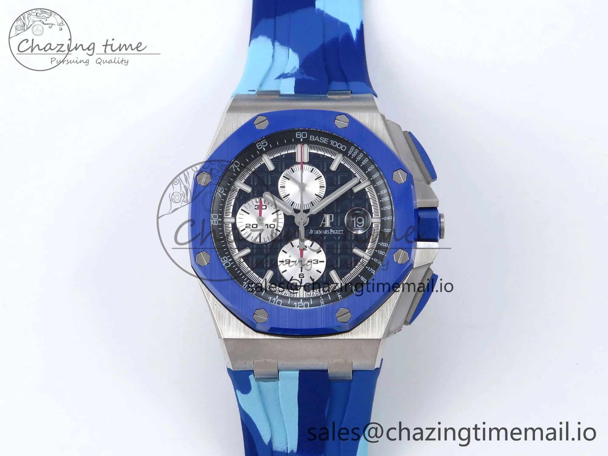 Royal Oak Offshore 44mm SS TKF 1:1 Best Edition Blue Dial on Blue Camou Rubber Strap A Cozy 4362