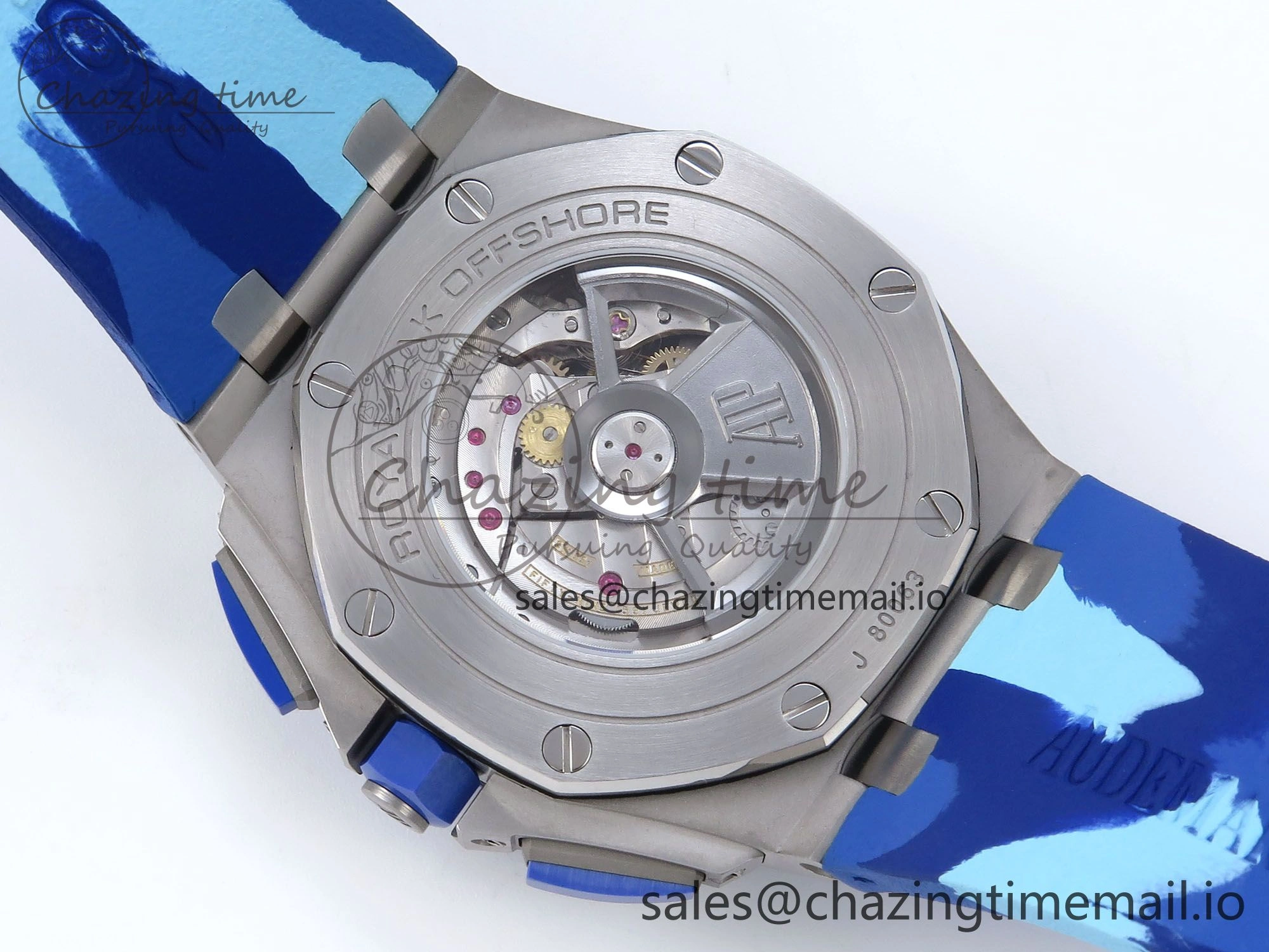 Royal Oak Offshore 44mm SS TKF 1:1 Best Edition Blue Dial on Blue Camou Rubber Strap A Cozy 4362