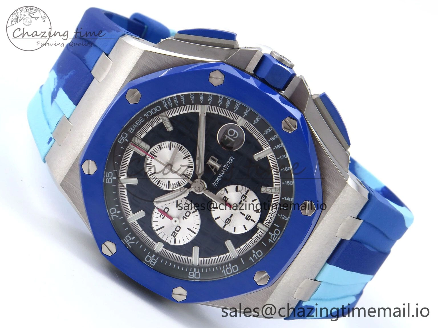 Royal Oak Offshore 44mm SS TKF 1:1 Best Edition Blue Dial on Blue Camou Rubber Strap A Cozy 4362
