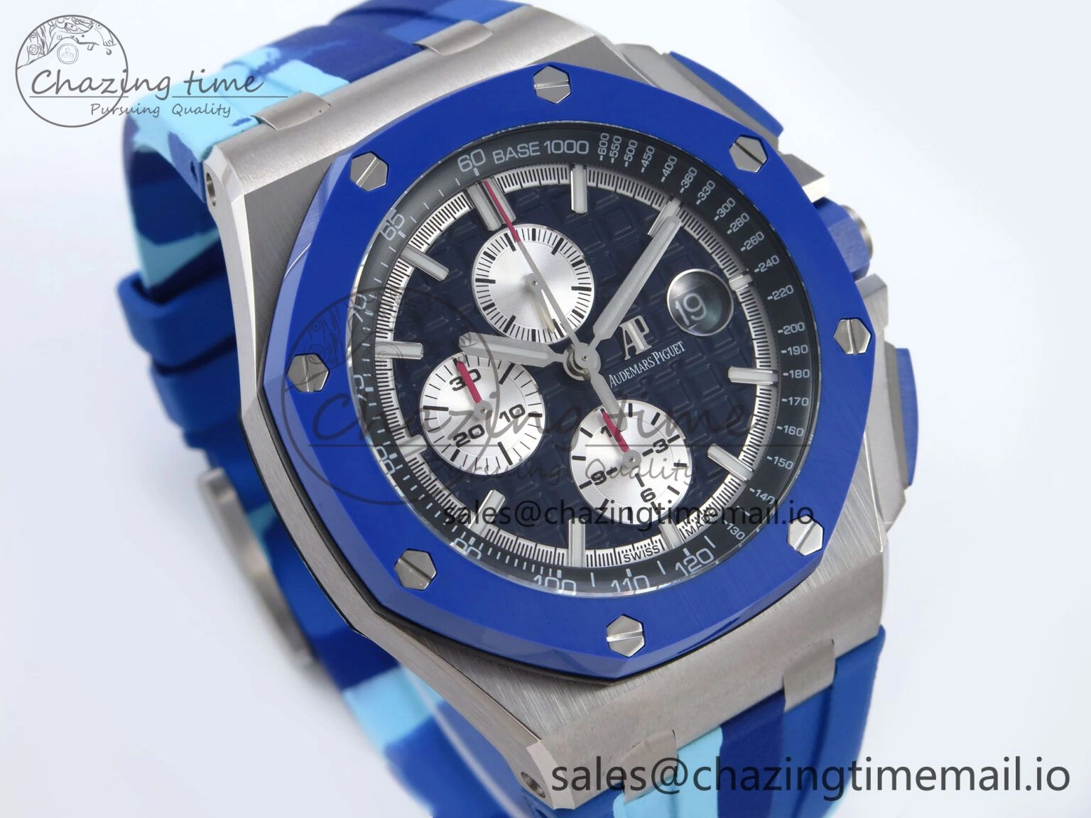 Royal Oak Offshore 44mm SS TKF 1:1 Best Edition Blue Dial on Blue Camou Rubber Strap A Cozy 4362