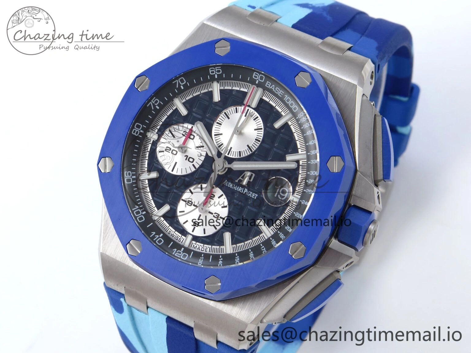 Royal Oak Offshore 44mm SS TKF 1:1 Best Edition Blue Dial on Blue Camou Rubber Strap A Cozy 4362
