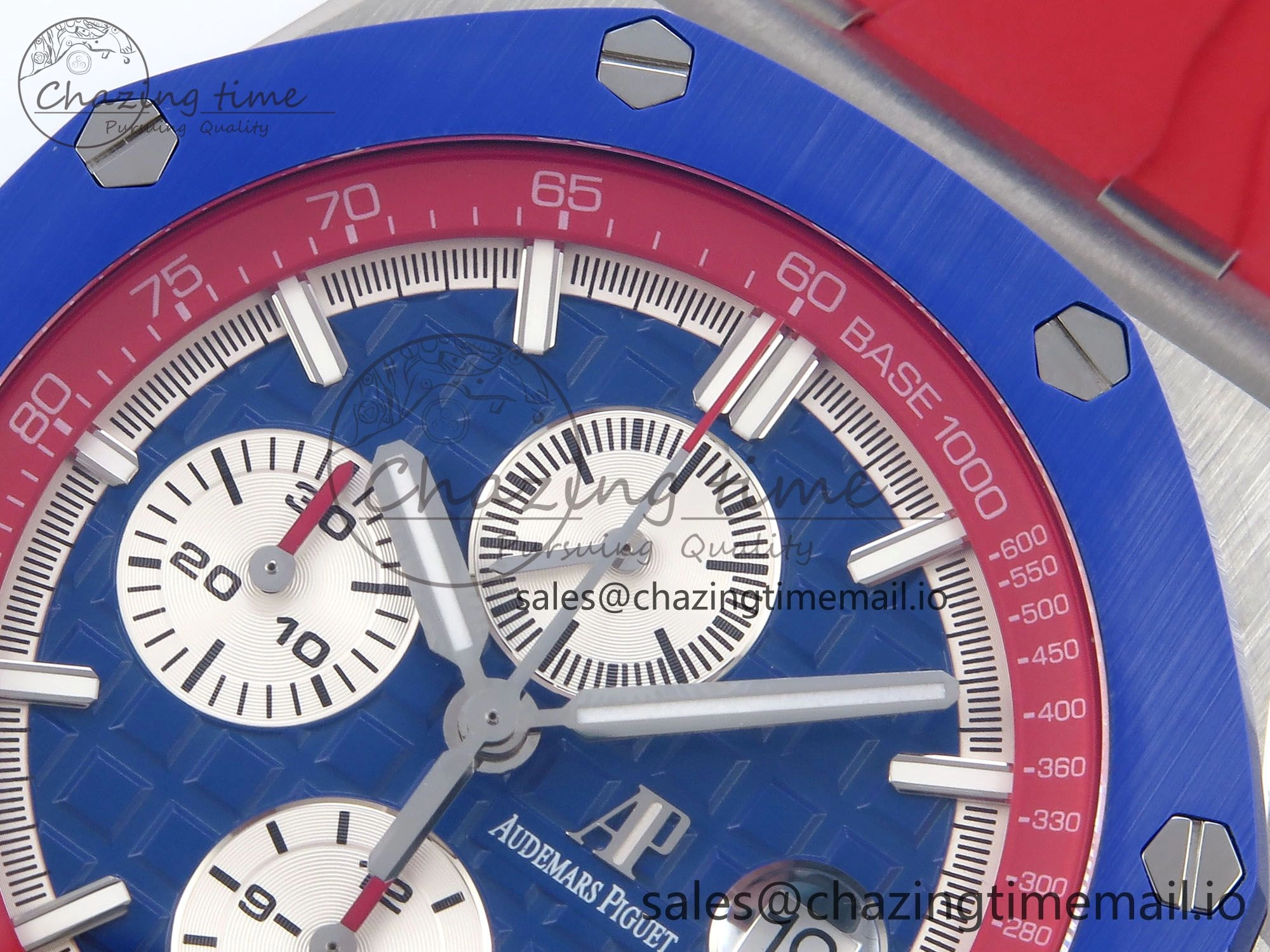 Attractive Royal Oak Offshore 44mm SS TKF 1:1 Best Edition Blue Red Dial on Blue Red Rubber Strap A 4361